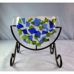 Unusual Shape Flower Vase Vintage RARE Hand Crafted Glass Flower